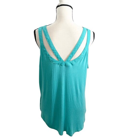Candie's Blue Sleeveless V-Neck Cutout Button Front Tank Top Size XL - Picture 4 of 6